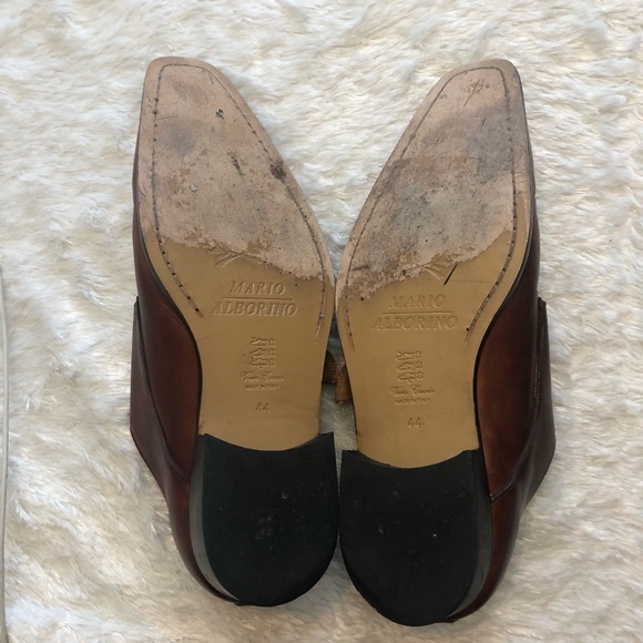 Men’s size 44 Mario Alborino brown Italian leather shoes. - Picture 3 of 4